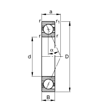 主軸軸承 B7000-E-T-P4S, 調(diào)節(jié)，成對或單元安裝，接觸角 α = 25°，限制公差