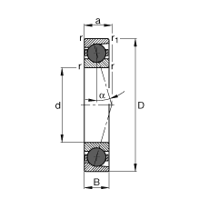 主軸軸承 HCB71914-C-T-P4S, 調(diào)節(jié)，成對或單元安裝，接觸角 α = 15°，陶瓷球，限制公差