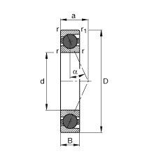 主軸軸承 HCB71902-E-T-P4S, 調節，成對或單元安裝，接觸角 α = 25°，陶瓷球，限制公差