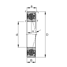 主軸軸承 HCB7203-C-2RSD-T-P4S, 調節，成對或單元安裝，接觸角 α = 15°，陶瓷球，兩側唇密封，非接觸，限制公差