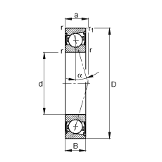 主軸軸承 B7013-C-2RSD-T-P4S, 調(diào)節(jié)，成對(duì)安裝，接觸角 α = 15°，兩側(cè)唇密封，非接觸，加嚴(yán)公差