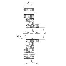 軸承座單元 FLCTEY12, 帶兩個(gè)螺栓孔的法蘭的軸承座單元，鑄鐵， 內(nèi)圈帶平頭螺釘， P 型密封，無再潤(rùn)滑結(jié)構(gòu)