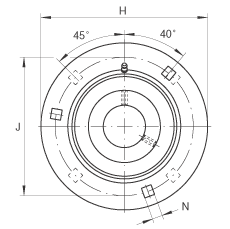 軸承座單元 GRA40, 帶三個/四個螺栓孔的法蘭的軸承座單元，沖壓鋼板，偏心鎖圈，P 型密封