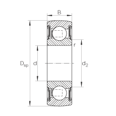 外球面球軸承 204-NPP-B, 球面外圈，內(nèi)圈緊配合，兩側 R 型密封