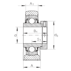 直立式軸承座單元 LASE30-N, 鑄鐵軸承座,帶偏心鎖圈的外球面球軸承,L 型密封 直立式軸承座單元 LASE30-N, 鑄鐵軸承座,帶偏心鎖圈的外球面球軸承,L 型密封
