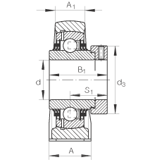 直立式軸承座單元 TSHE55, 鑄鐵軸承座,帶偏心鎖圈的外球面球軸承,T 型密封 直立式軸承座單元 TSHE55, 鑄鐵軸承座,帶偏心鎖圈的外球面球軸承,T 型密封