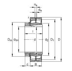 調心滾子軸承 22324-E1-K + H2324, 根據 DIN 635-2 標準的主要尺寸, 帶錐孔和緊定套